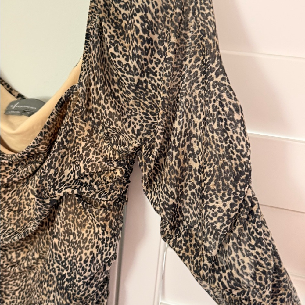 Anthropologie Leopard Print Draped Cowl Neck Top XL - Picture 7 of 9